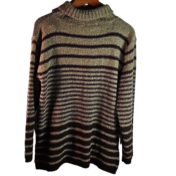 Carolyn Taylor Essentials Striped Turtleneck Tunic Sweater Size L - Picture 14 of 16
